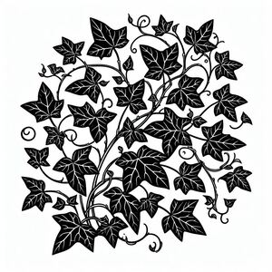 A black and white drawing of leaves 2