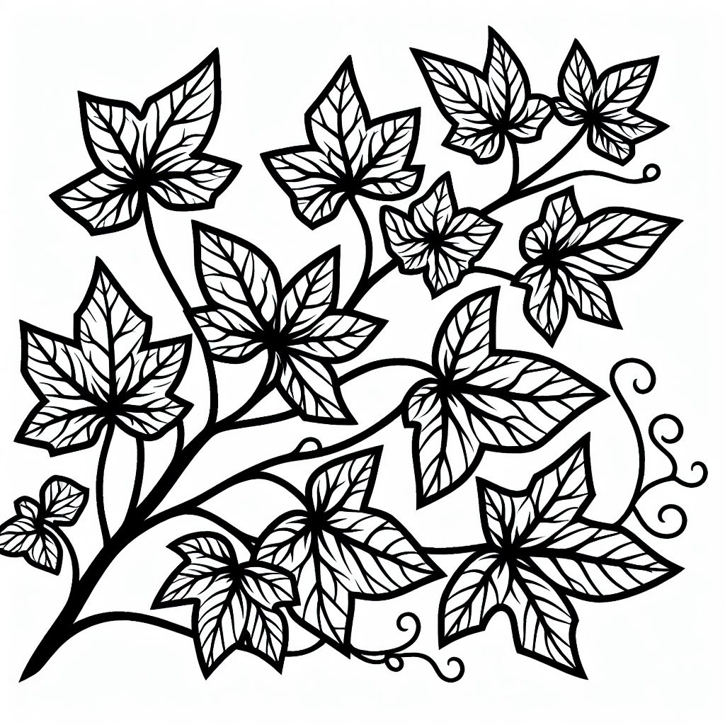 A black and white drawing of leaves 3