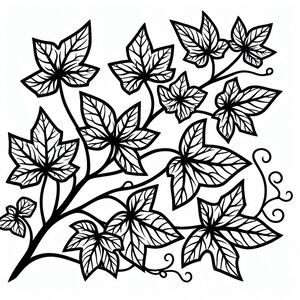 A black and white drawing of leaves 3