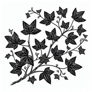 A black and white drawing of leaves