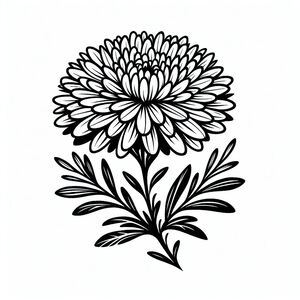 A black and white drawing of a flower 3