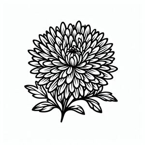 A black and white drawing of a flower