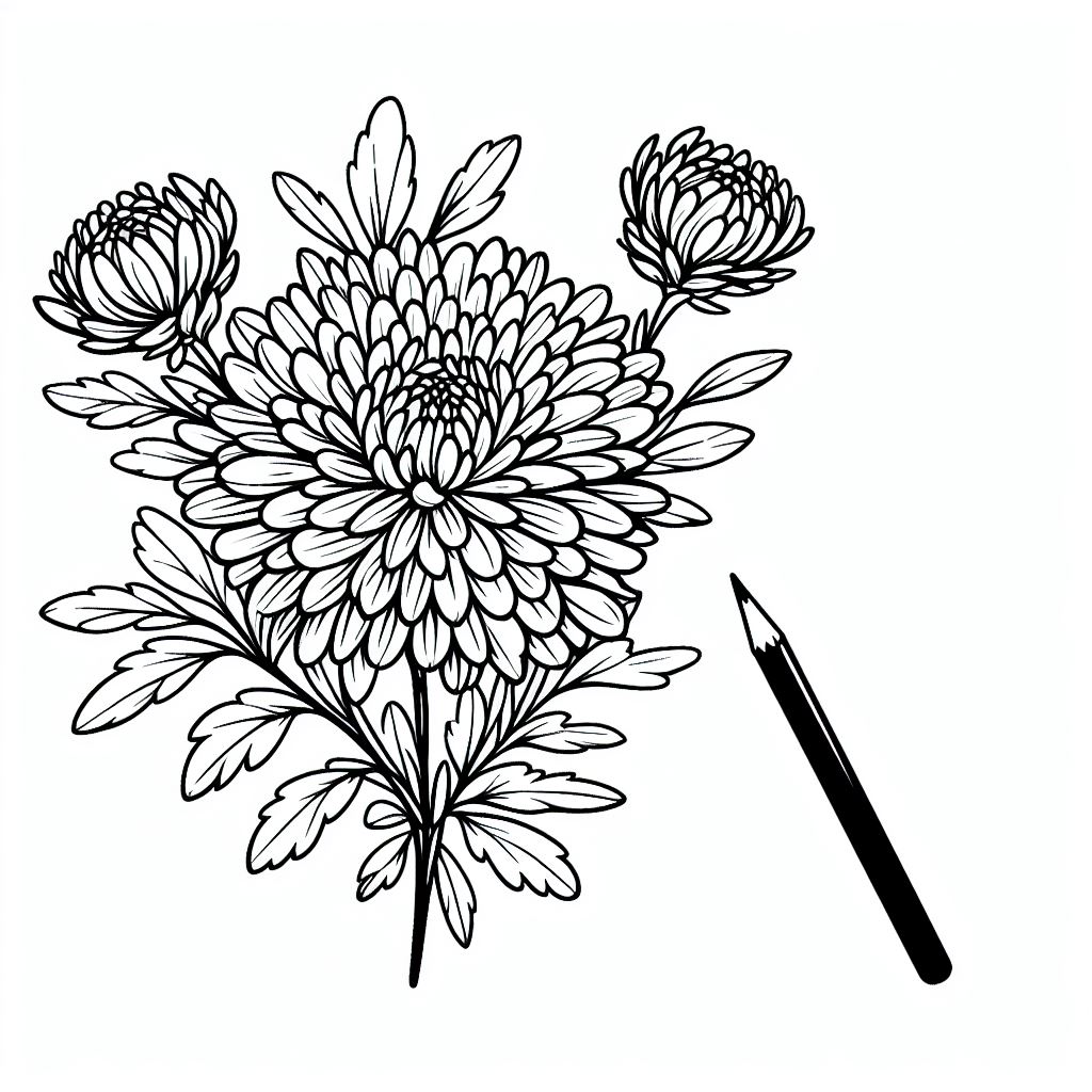 A drawing of a flower with a pencil