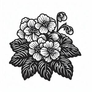 A black and white drawing of a bouquet of flowers