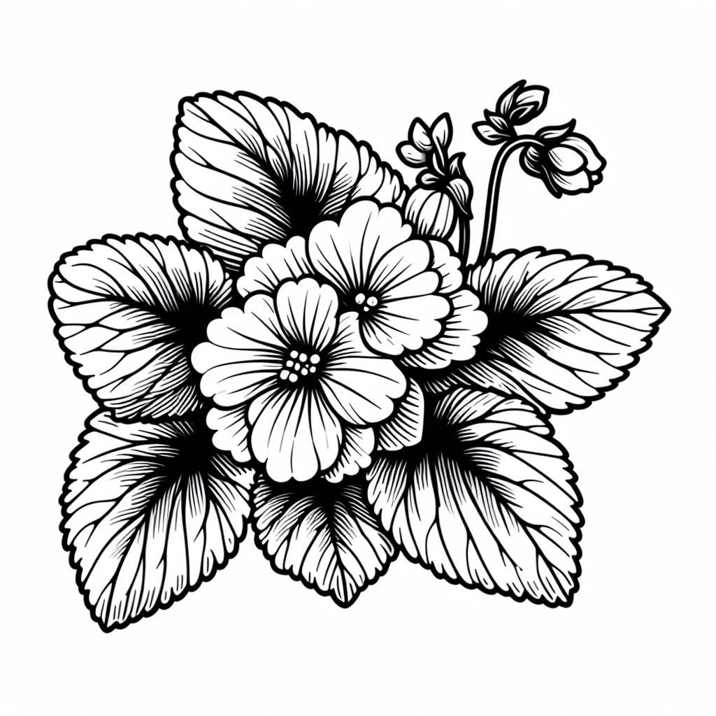 A black and white drawing of flowers 4