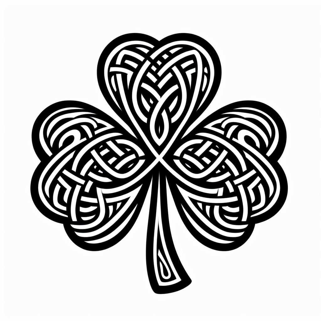 A black and white drawing of a four leaf clover 3