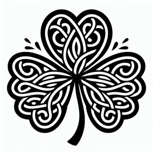 A black and white drawing of a four leaf clover 4