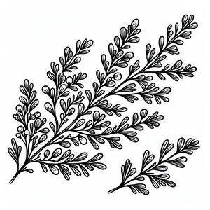 A black and white drawing of a branch 4