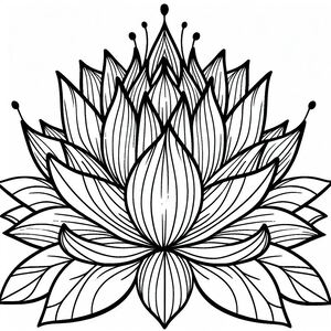 A black and white drawing of a flower