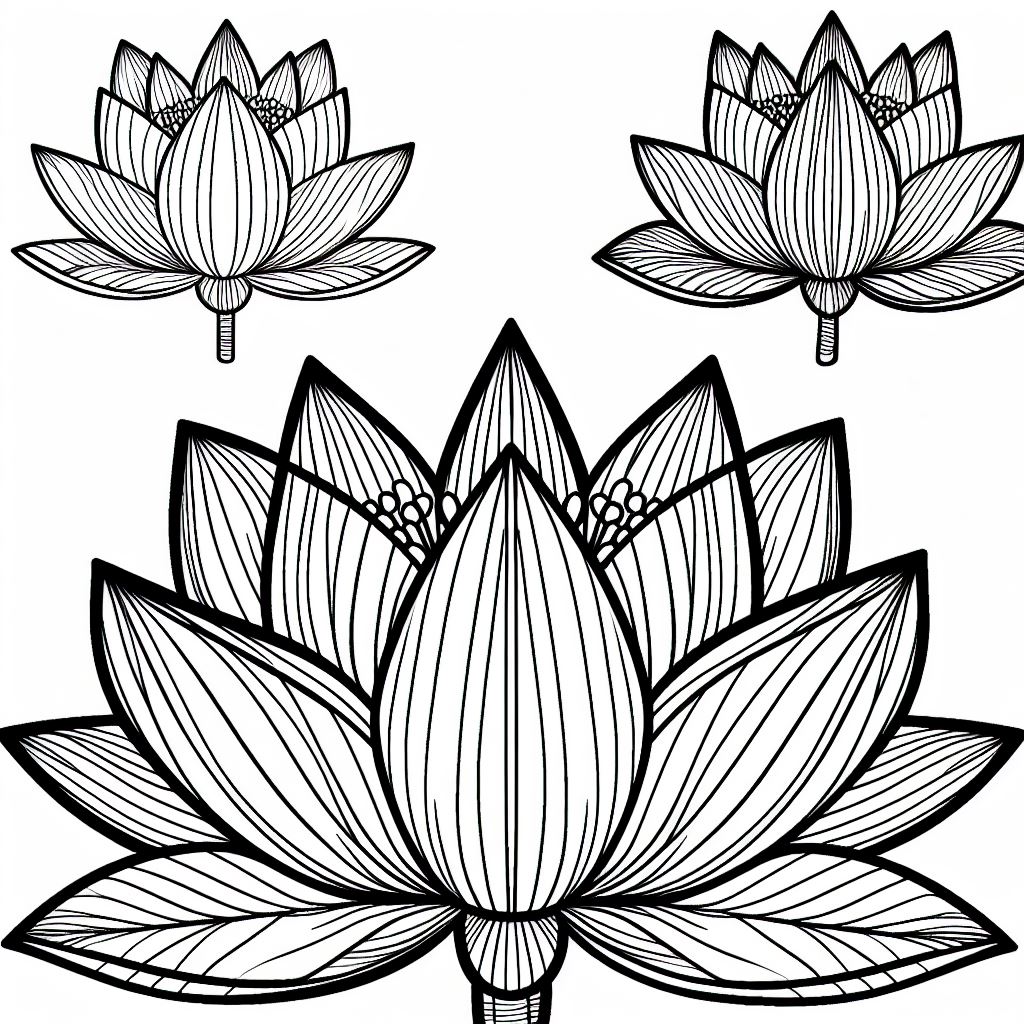 A black and white drawing of a lotus flower 2