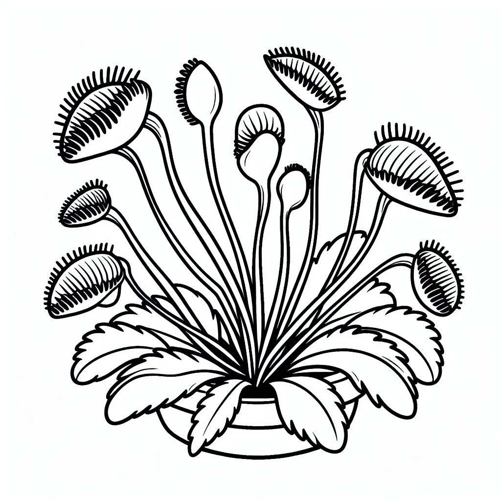 A black and white drawing of flowers in a vase 4