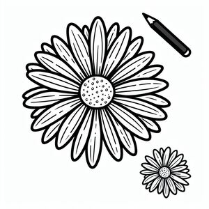 A black and white drawing of a flower