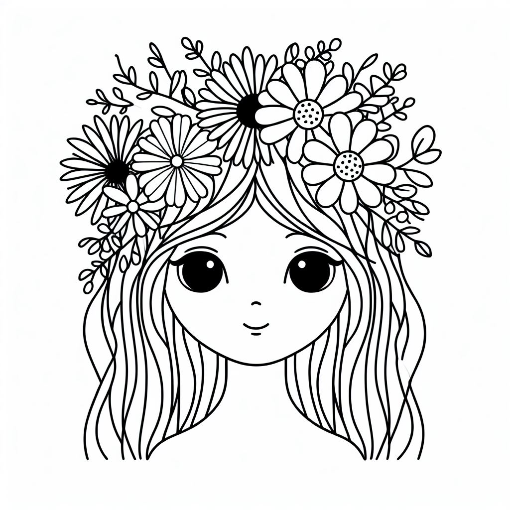 A girl with flowers in her hair