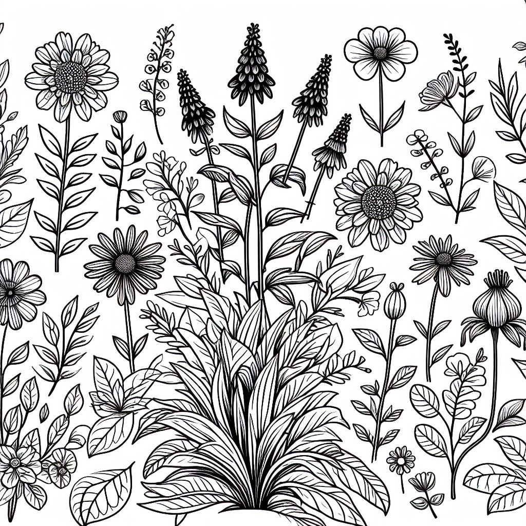 A black and white drawing of flowers 3