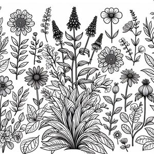 A black and white drawing of flowers 3