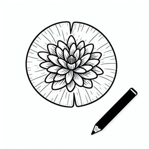 A black and white drawing of a flower 4