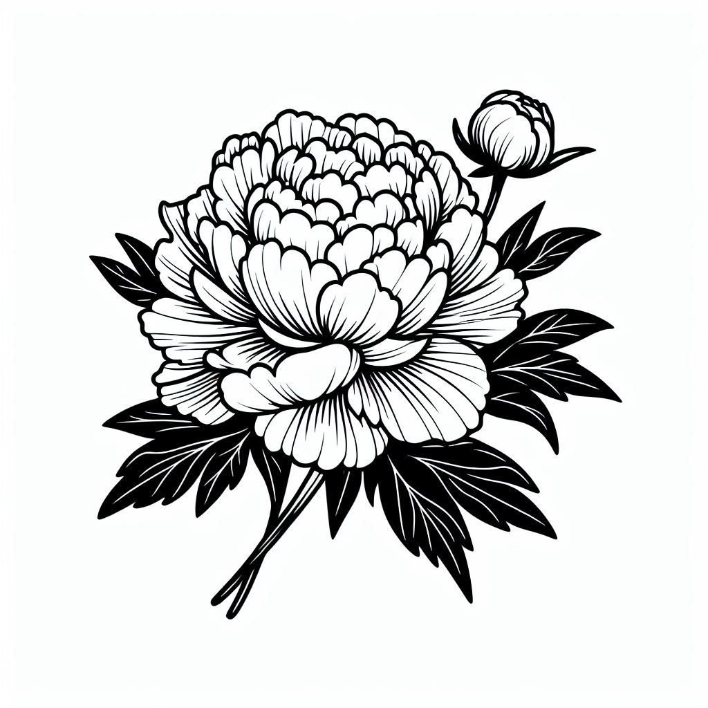 A black and white drawing of a flower 4