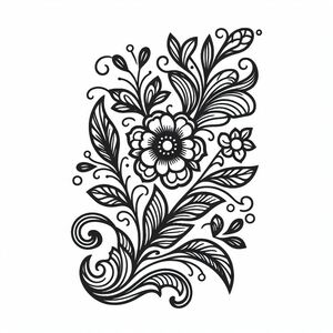 A black and white drawing of a flower 2