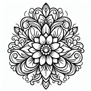 A black and white drawing of a flower 3