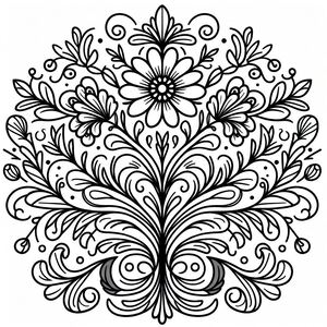 A black and white drawing of a flower 4