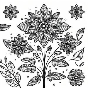 A black and white drawing of a flower