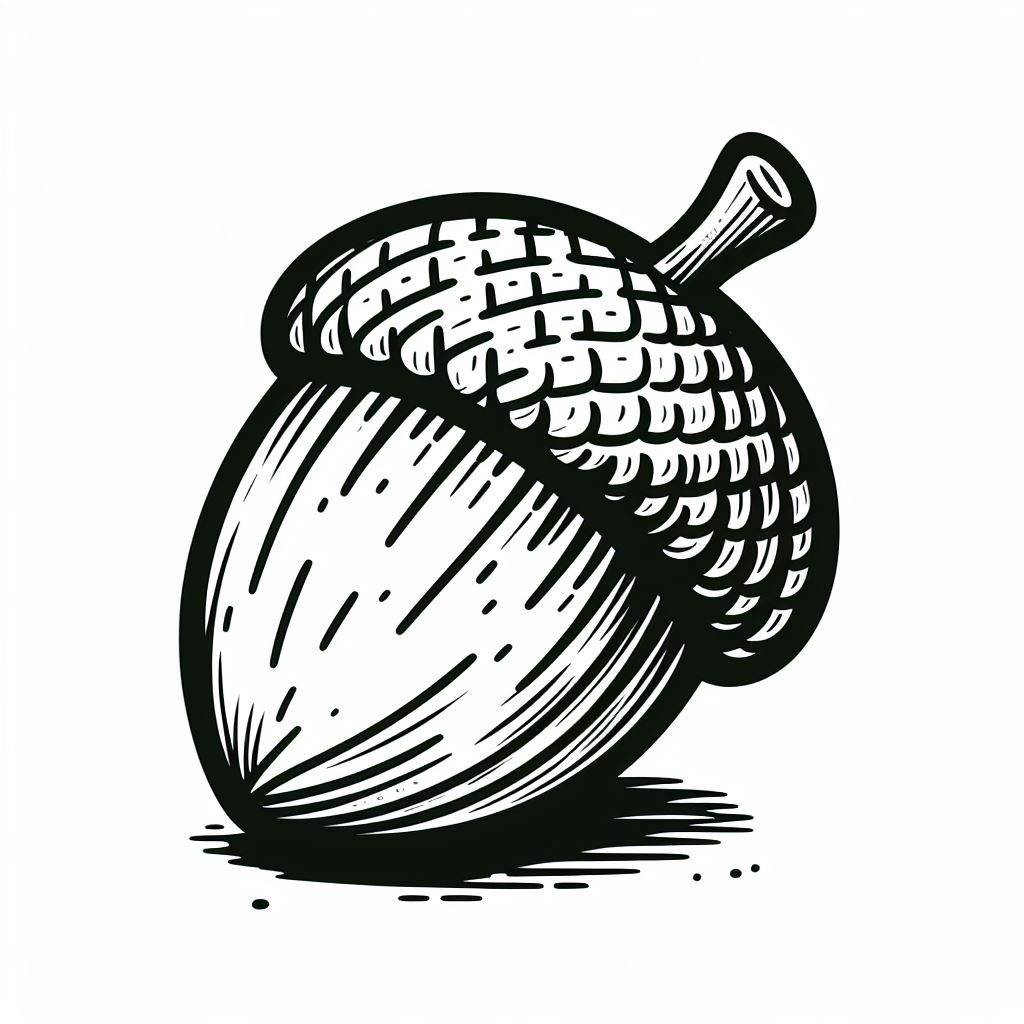 A black and white drawing of an apple