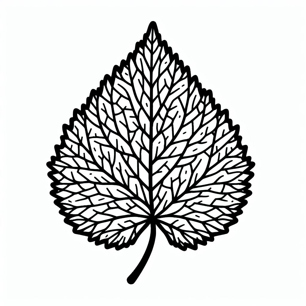 A black and white drawing of a leaf 4