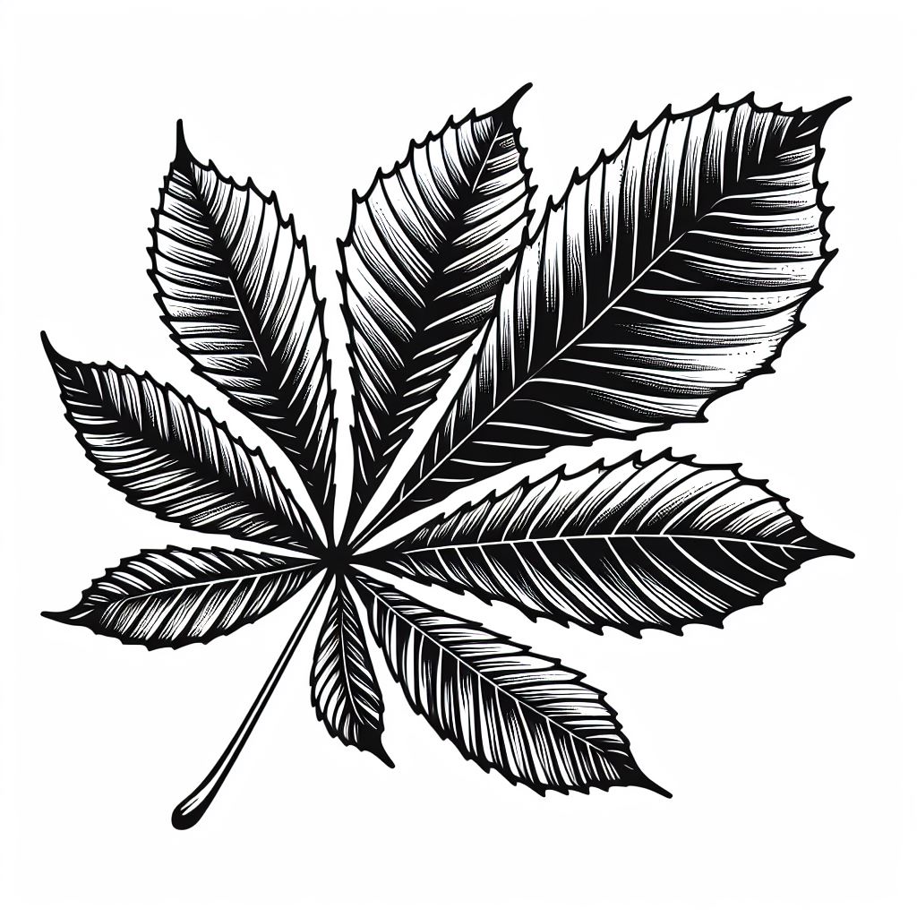 A black and white drawing of a leaf 3