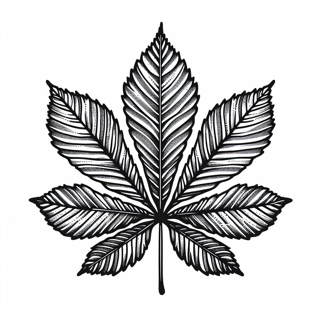 A black and white drawing of a leaf 4