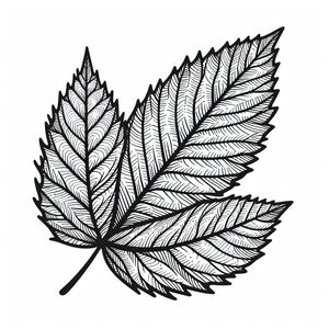 A black and white drawing of a leaf 2