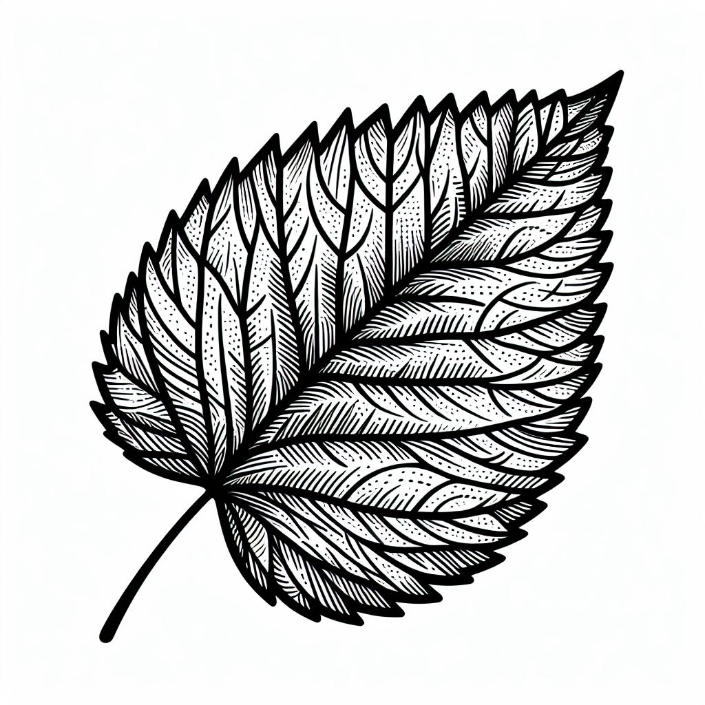 A black and white drawing of a leaf 3