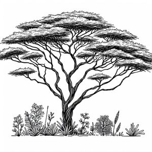 A black and white drawing of a tree 2