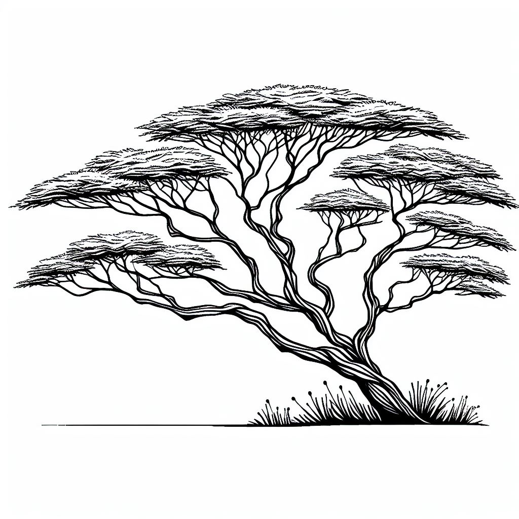 A black and white drawing of a tree 3