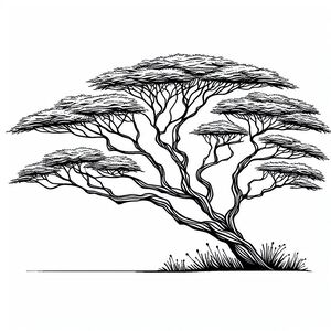 A black and white drawing of a tree 3