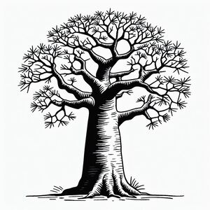 A black and white drawing of a tree 3