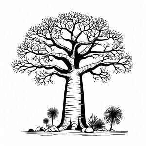 A black and white drawing of a tree 4