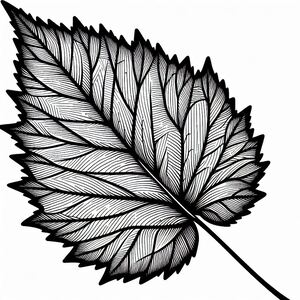 A black and white drawing of a leaf 2