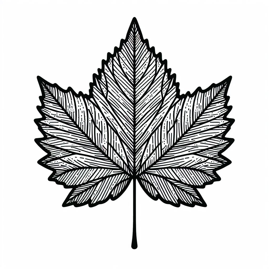 A black and white drawing of a leaf 4