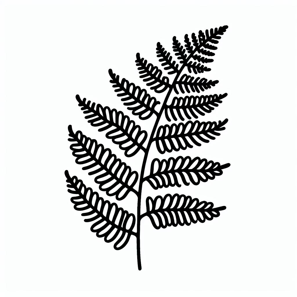 A black and white drawing of a fern leaf 3