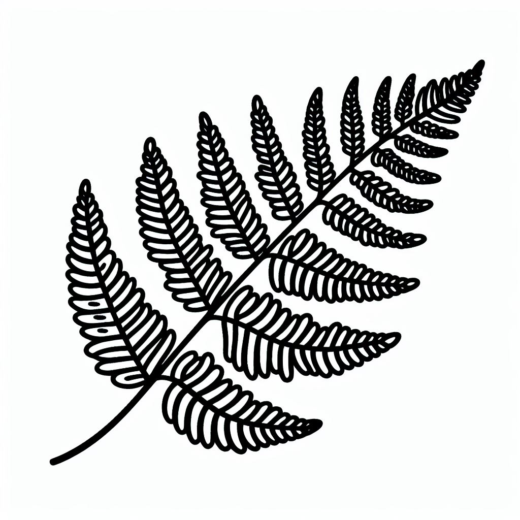 A black and white drawing of a fern leaf 4