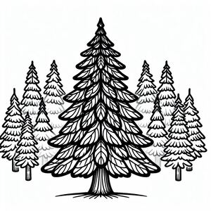 A black and white drawing of a pine tree 2