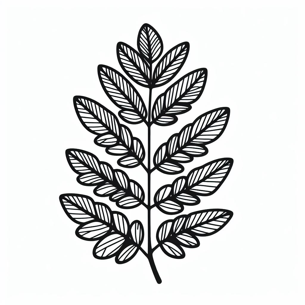 A black and white drawing of a leaf 3