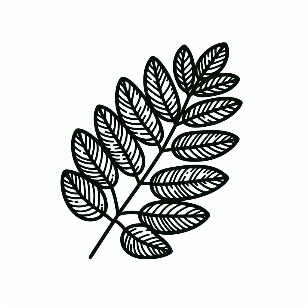 A black and white drawing of a leaf 4