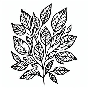 A black and white drawing of leaves 3