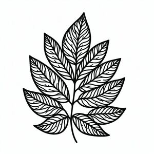 A black and white drawing of a leaf 3