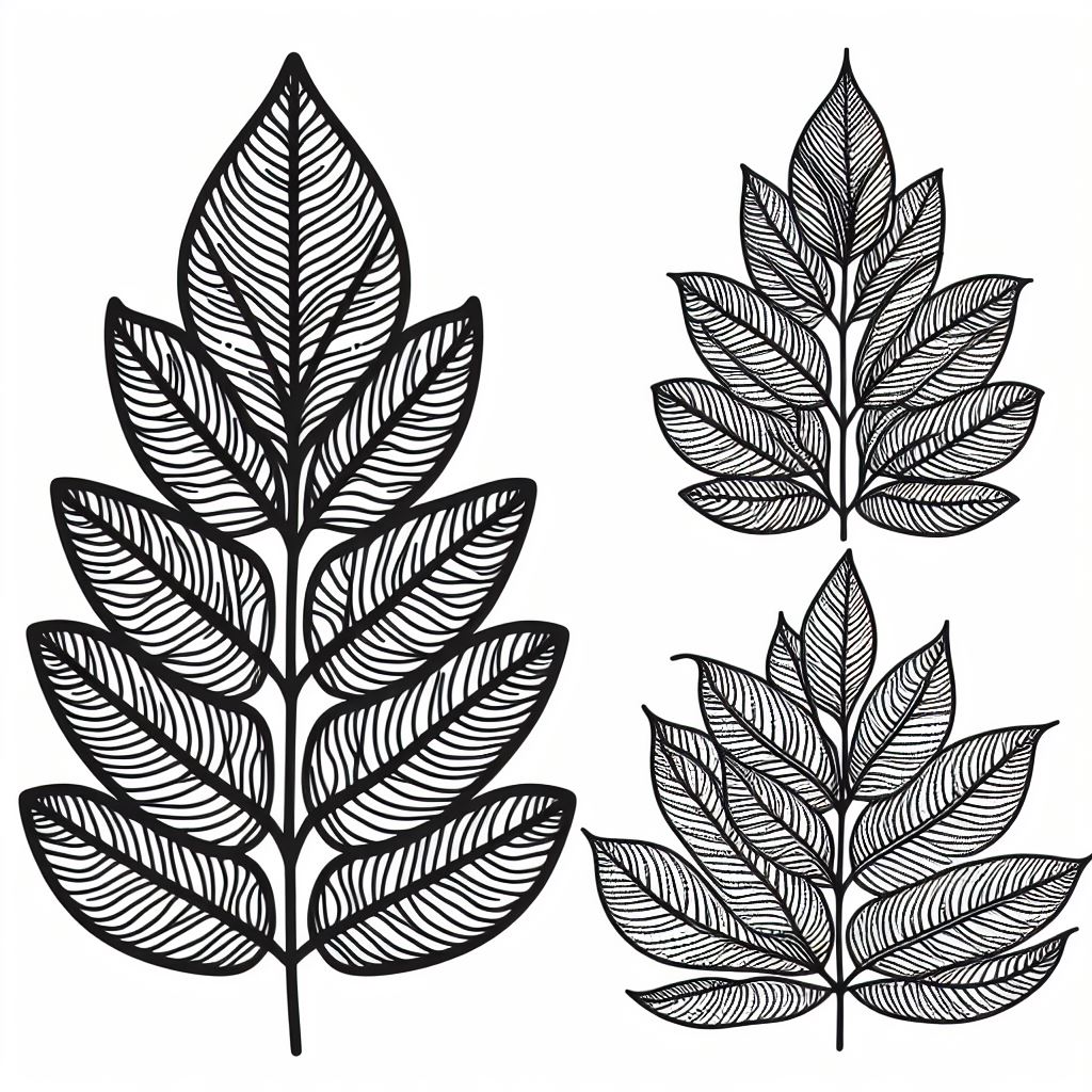 Three different types of leaves on a white background