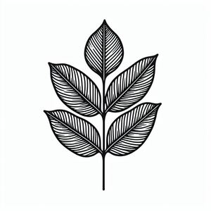 A black and white drawing of a leaf 3