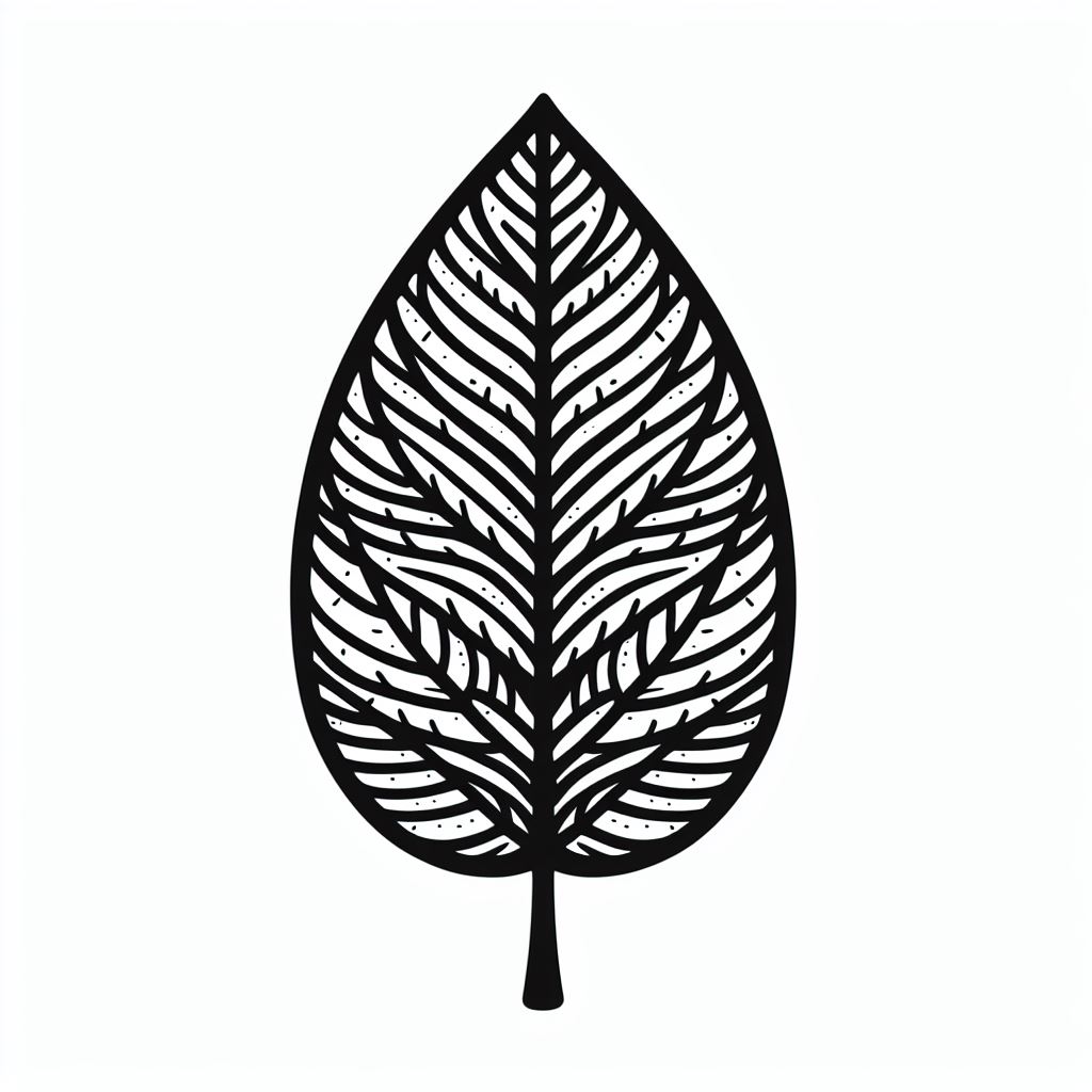 A black and white drawing of a leaf 4