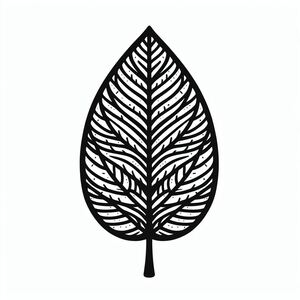 A black and white drawing of a leaf 4