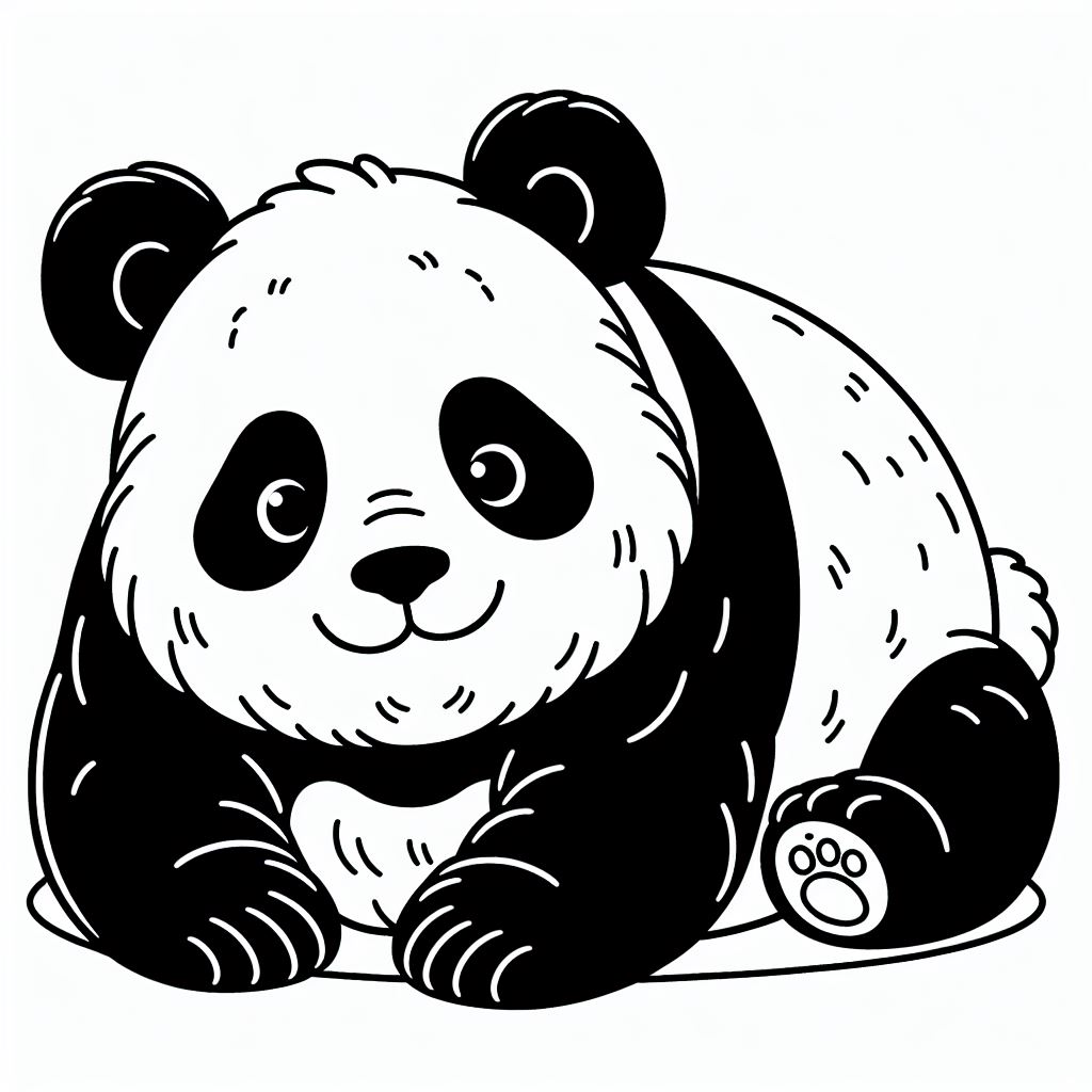 A black and white panda bear sitting on the ground 4